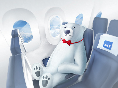 Polar Bears on a Plane bear digital art illustration polar bear toy