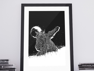 The Kelpies 1 colour black and white digital art horses illustration kelpies scotland screenprint