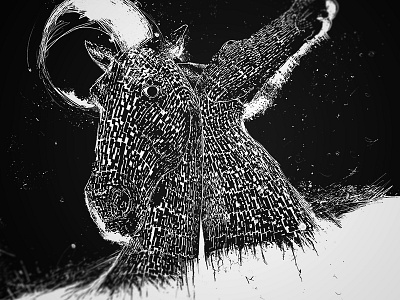 Kelpies Shot 1 colour black and white digital art fine art hero horses illustration kelpies key visual poster scotland screenprint