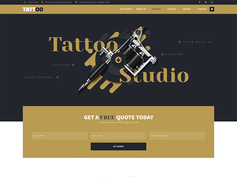 Inkness - Adobe Muse Template adobe muse artist muse one-page parlour piercing responsive studio tattoo template website