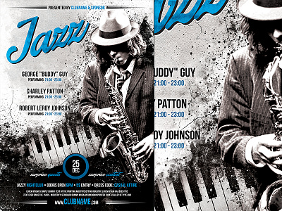 Jazz Poster Template a4 blues concert festival jazz party photoshop psd soul template