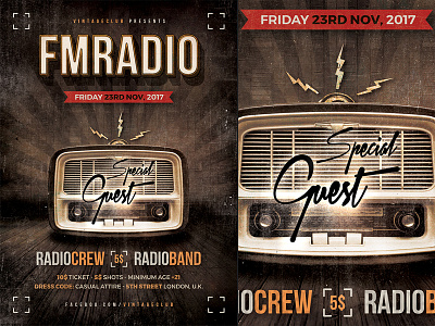 Retro Party Flyer Template a4 flyer party photoshop poster psd radio retro show template vintage