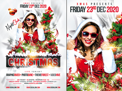 Christmas Party Flyer Template christmas cover design flyer nye party poster template winter