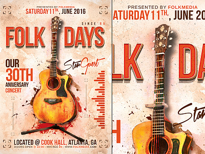 Folk Concert Flyer Template concert country festival flyer folk music party poster psd template vintage