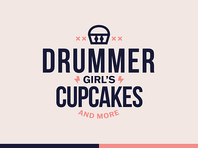 Drummer Girl's Cupcakes Logo brand branding cafe cupcake cupcake logo design drummer emblem icon logo logo design small business typography