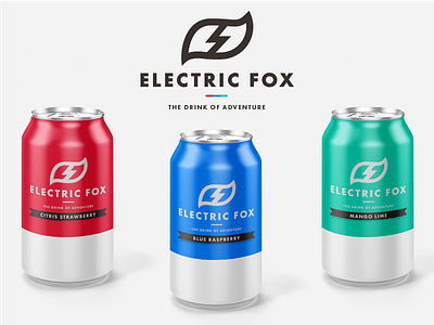 Electric Fox Drinks brand identity branding drink electric fox green icon identity logo red ui visual identity