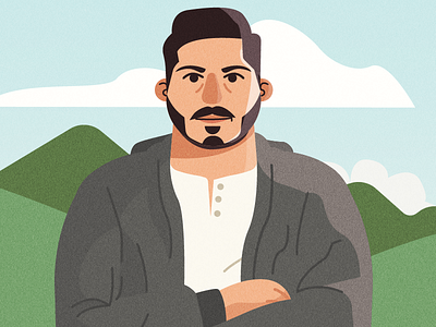 New Self Portrait art commission designer freelance illustration illustrator landscape nature scenery sky vector