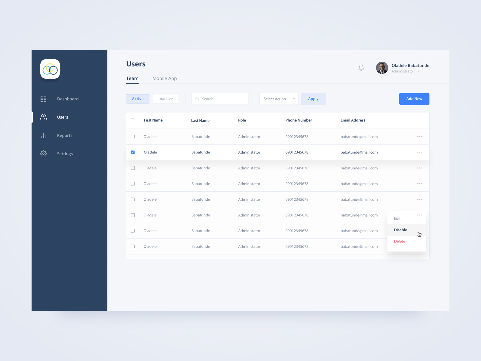 User Management by Parklins Ifeanyichukwu on Dribbble