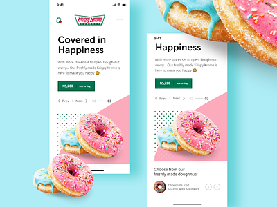 Krispy Kreme - Mobile adobexd doughnuts krispy kreme landing madewithadobexd menu page restaurant template uiux web xd