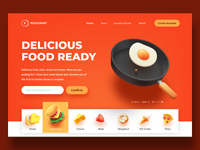 Delicious Food 3d adobexd cheese egg food hamburg madewithadobexd pizza ui ux web xd