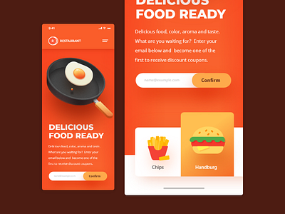 Food Mobile Website 3d food illustration landing page mobile responsive ui uiux ux website