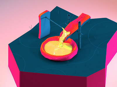 Fountain cinema4d lowpoly