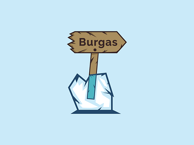 Burgas - Illustration arrow blue brand cold colors creative flat frozen ice illustration simple town