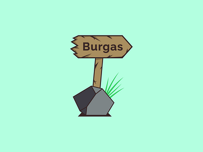 Burgas - Illustration arrow blue brand cold colors creative flat illustration simple summer town weather