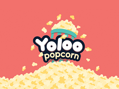 Yoloo Popcorn abstract childish design clean emblems logo design popcorn popcorn design popcorn emblem popcorn logo popcorn store simpe simple design