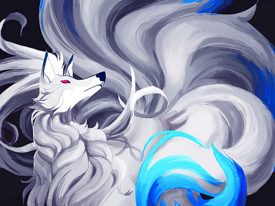 Shiny Ninetales blue illustration ninetales pokemon shiny silver tattoo white