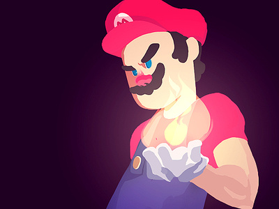 Mario bright bros. fan art fire glow illustration mario red