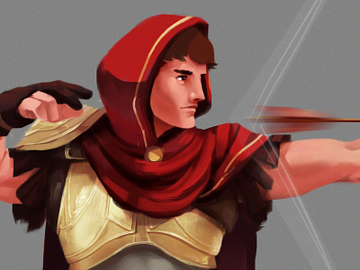 Concept Archer archer armor arrow bow cape concept art digital art golden hoodie illustration video games
