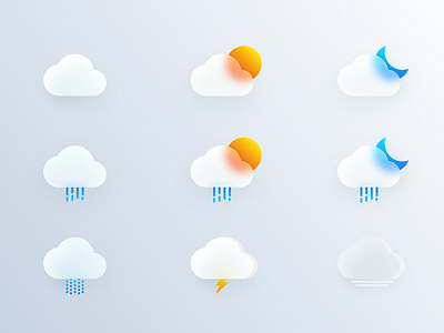 Glass Weather Icons glass glass effect glassmorphism icons illustration nitishmurthy ui