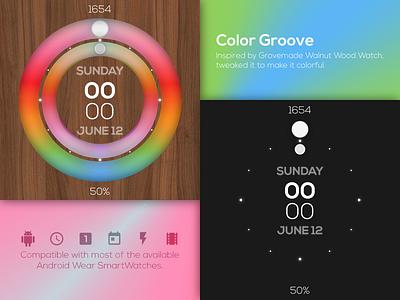 Color Groove - Android Wear Watch Face android android wear asus facer.io inspiration ora unica smart watch watch face zenwatch2