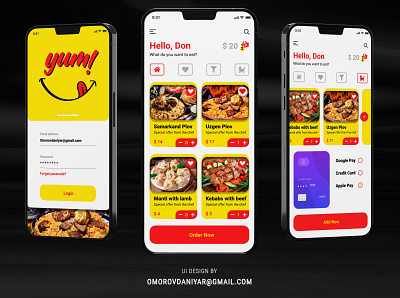 Food ordering app YUM! app design figma graphic design ui ui design web design