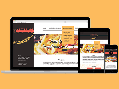 Responsive Web - Kettering Grill and Cafe desktop food mobile resturaunt tablet web yellow