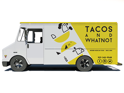 Taco Truck - Tacos and Whatnot chicken cow fish food taco taco truck truck white yellow
