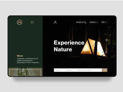Homepage Design for Ecodomos - Glamping desktop digital glamping homepage housing interface nature ui web website