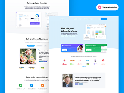 Fountain Redesign hiring home homepage landing startup tech testimonials