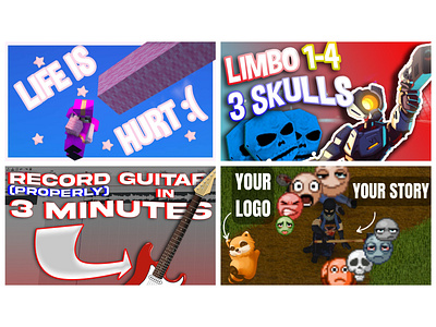 Thumbnail Collage guitar tutorial minecraft project zomboid thumbnail ultrakill