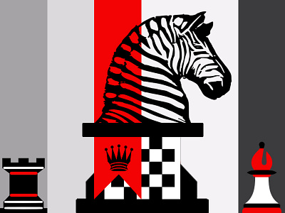 Chess tournament promotional poster 2d art bw chess grey ilustartion lviv poster red stripes ukraine zebra