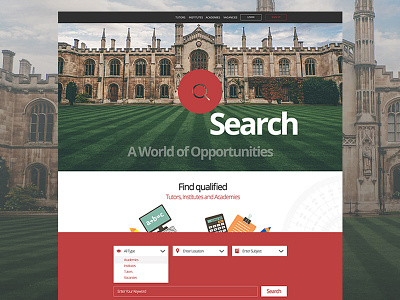 Search teacher, academy, institute, universities 