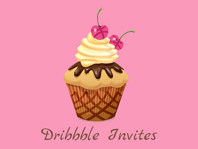 2 Dribbble Invites cupcake dribbble invitation invite lviv pink ukraine
