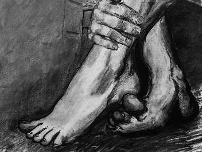 Hands And Feet black and white charcoal dark design drawing feet foot hands illustration sketch