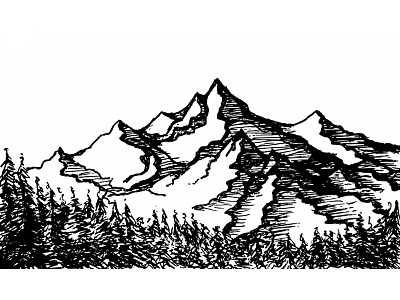 Mountains black and white graphic graphic design illustration illustrator mountain mountains pen pen and ink