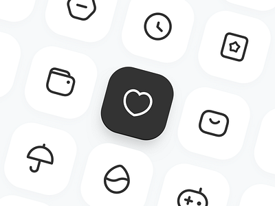 Icon Set ✨ app black branding card custom design dribbble flat icon logo mobile product ui user interface web