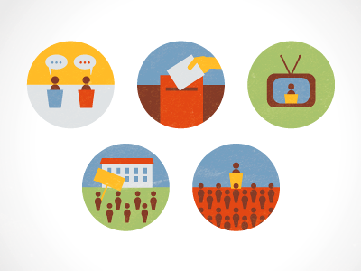 election circle debate election icons set speech tv vote