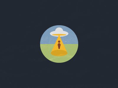 UFO alien abduction circle icon man ufo