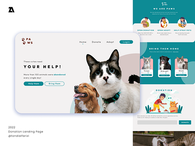 Website Design: Donation and Adoption Landing Page adobe xd adoption cats design dogs donation figma graphic design landing page pets ui uiux design ux website website design