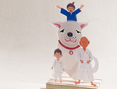 JUDO family child dog illustration judo portrait