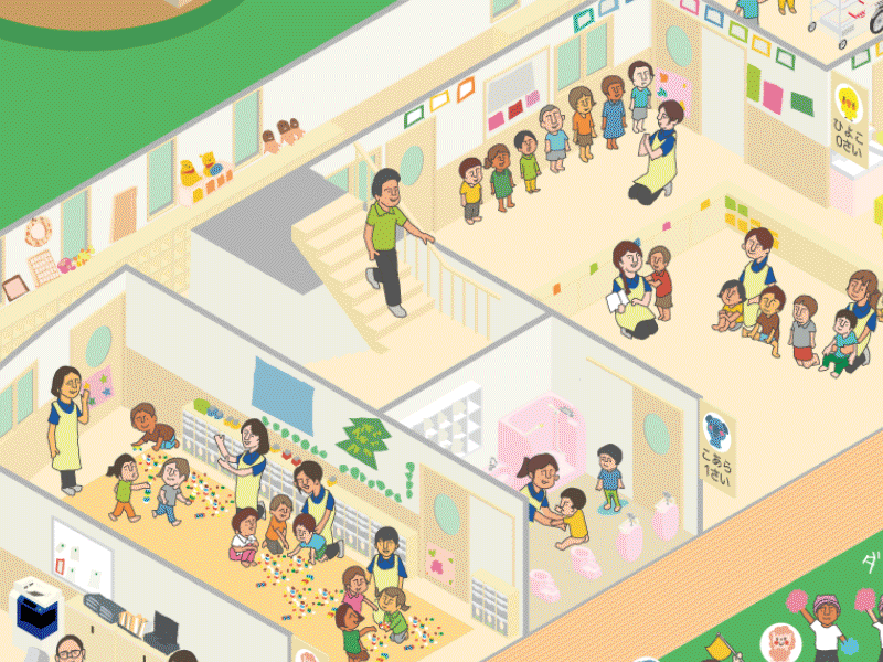 nursery kindergarten 004 child design illustration isometric kindergarten map nursery perspective portrait