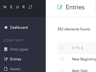 Neuro cms entries icons navy ui