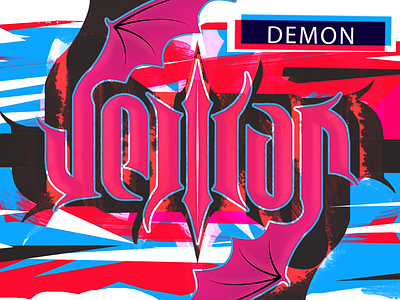 Mirroring logotype demon black blue branding dark demon demonwings lettering logotype loneleon mirroring logo pink skateboard