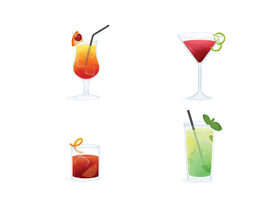 Set of cocktails design icon illustration