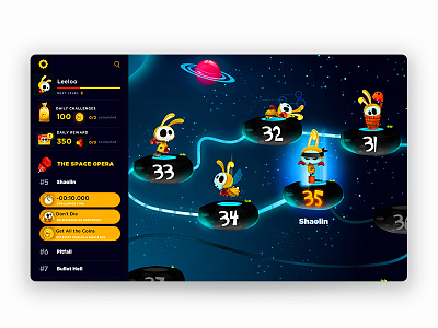 Homemade Fake Space Rabbits Travel planner character-design game-design illustration ui weekly challenge vectors