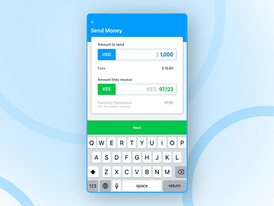 Remit app conversion currency ios mobile money onboarding payments ui ux