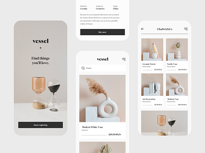 Vessel – Ceramic Online Store ceramics mobile shop store ui ux