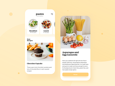 Pastro recipes search branding design food mobile restaurant typography ui uiux ux