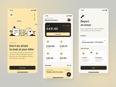 Utility Tracker – App concept app bills bugdet illustration mobile pay payment payments product design reporting savings spendings tracking ui utility tracker ux