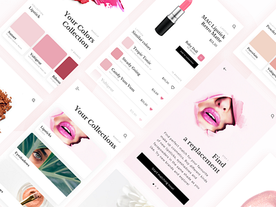 Color Finder Cosmetic App app cosmetic lady mobile modern pink ui ux woman